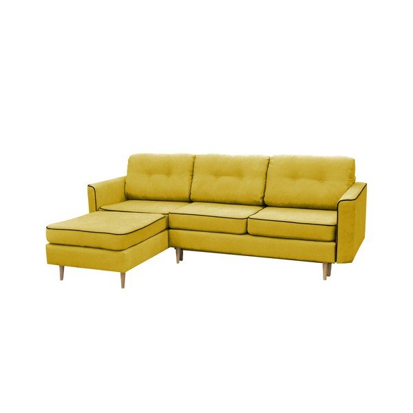 Musztardowy narożnik rozkładany lewostronny z jasnymi nogami Mazzini Sofas Ladybird-image-3