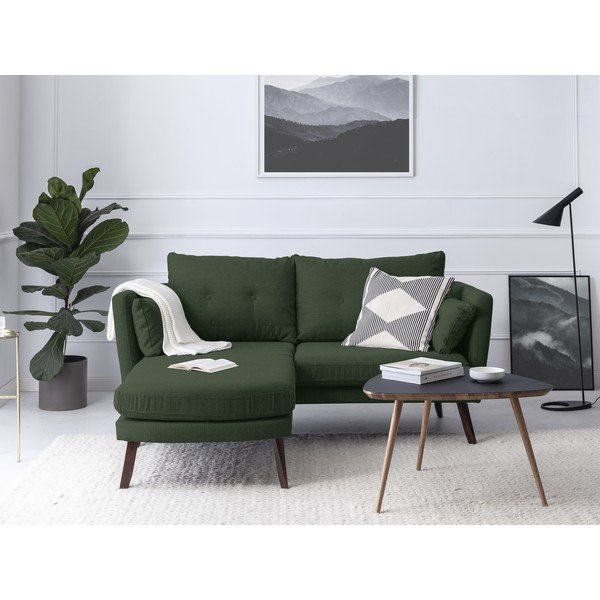 Zielona sofa 3-osobowa Mazzini Sofas Elena, z szezlongiem po lewej stronie-image-1