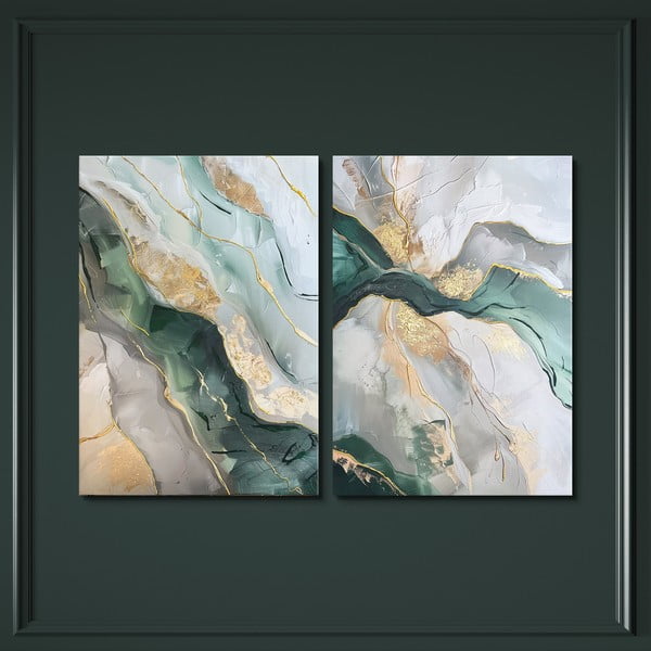 Obrazy z ręcznie malowanymi elementami zestaw 2 szt. 50x70 cm Aventurine – Styler-image-3