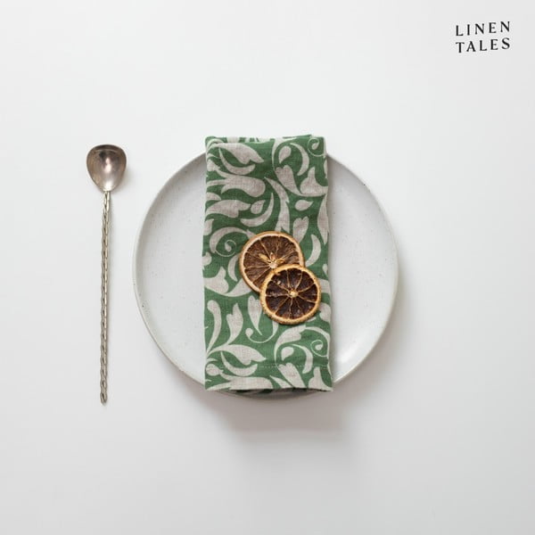 Serwetka lniana 40x40 cm Evergreen Damask – Linen Tales-image-2