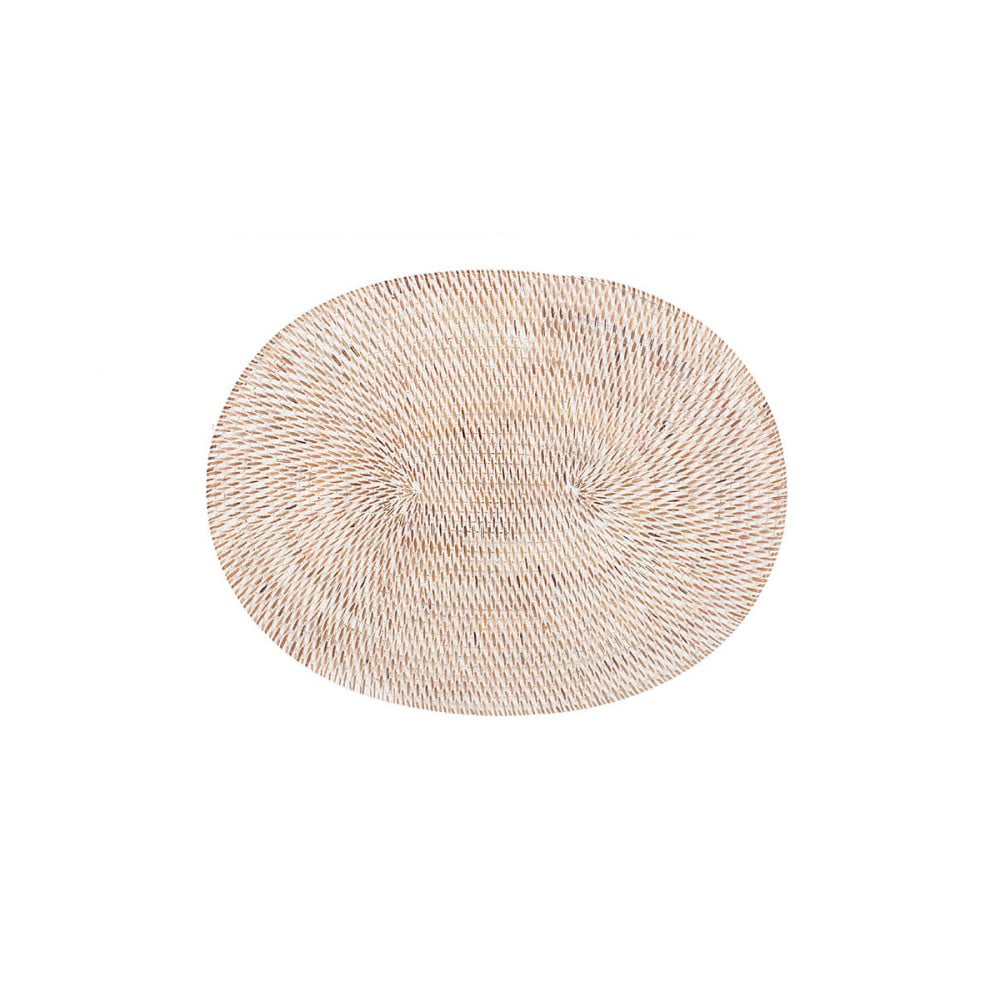 Biała rattanowa mata stołowa Tiseco Home Studio, 30x40 cm