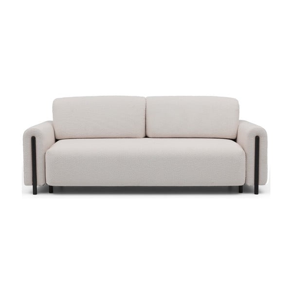 Beżowa/kremowa rozkładana/ze schowkiem sofa z materiału bouclé 244 cm Arcadova – ELTAP