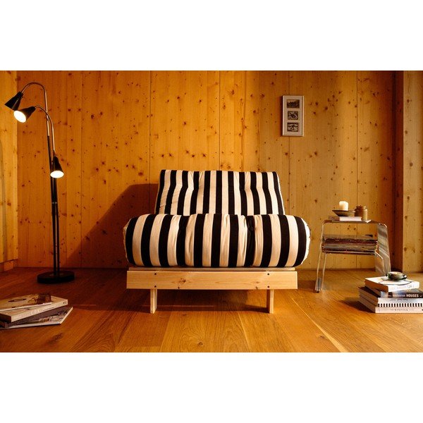 Czarno-biały rozkładany fotel futon/drewniany Roots – Karup-image-1