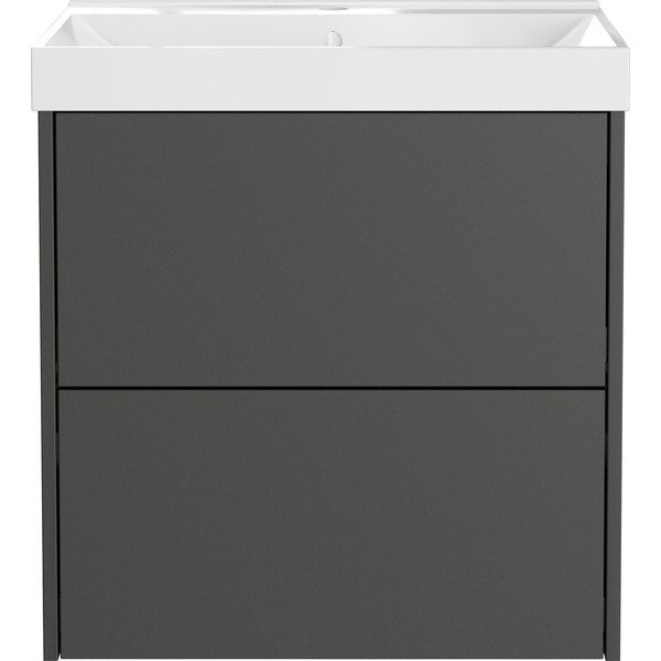 Antracytowa wisząca szafka pod umywalkę z matowym wykończeniem 61x65 cm Bodera – Germania-image-3