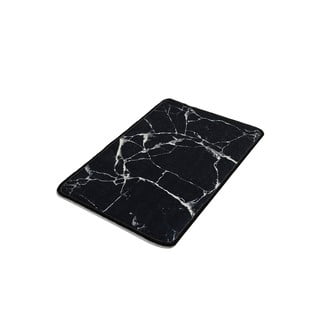 Czarno-biały dywanik łazienkowy z marmurkowym motywem Foutastic Marble, 60x40 cm