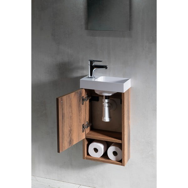 Wisząca szafka bez umywalki w dekorze dębu w naturalnym kolorze 30x53 cm Latus Xi – Sapho-image-1