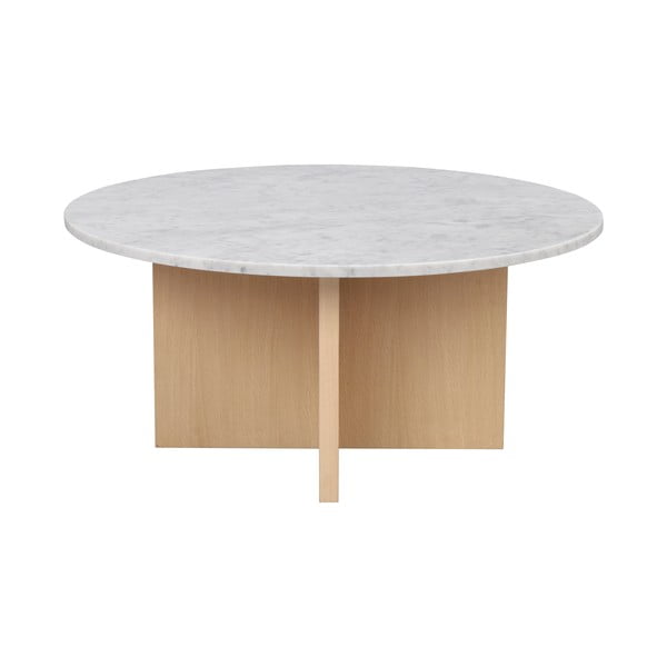 Biało-naturalny marmurowy okrągły stolik 90x90 cm Brooksville – Rowico-image-3