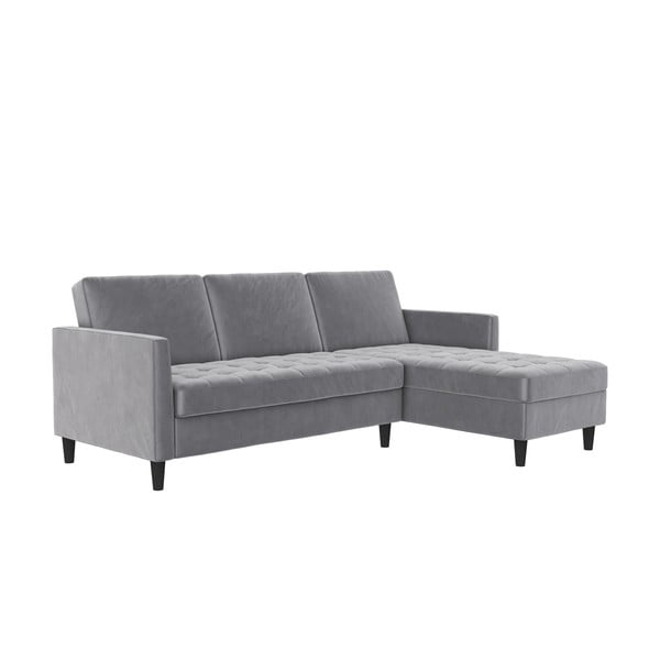 Jasnoszary aksamitny narożnik Presley – Støraa