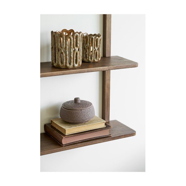 Ciemnobrązowa wielopoziomowa półka z litego drewna dębowego 50 cm Townsville – House Nordic-image-2