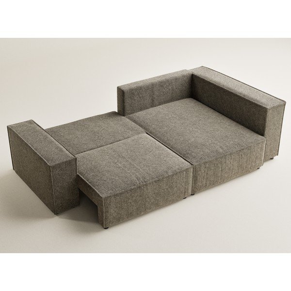 Brązowy rozkładany/ze schowkiem narożnik z tkaniny szenilowej (prawostronny/w kształcie litery L) Tonga – Maison de Rêve-image-3