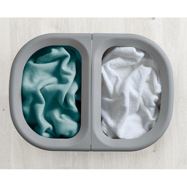 Jasnoszary tekstylny kosz na pranie 2x40 l Duo – Joseph Joseph-image-2