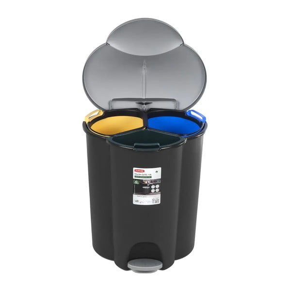 Plastikowy kosz na śmieci segregowane na pedał 17+17+6 l Trio – Curver-image-2