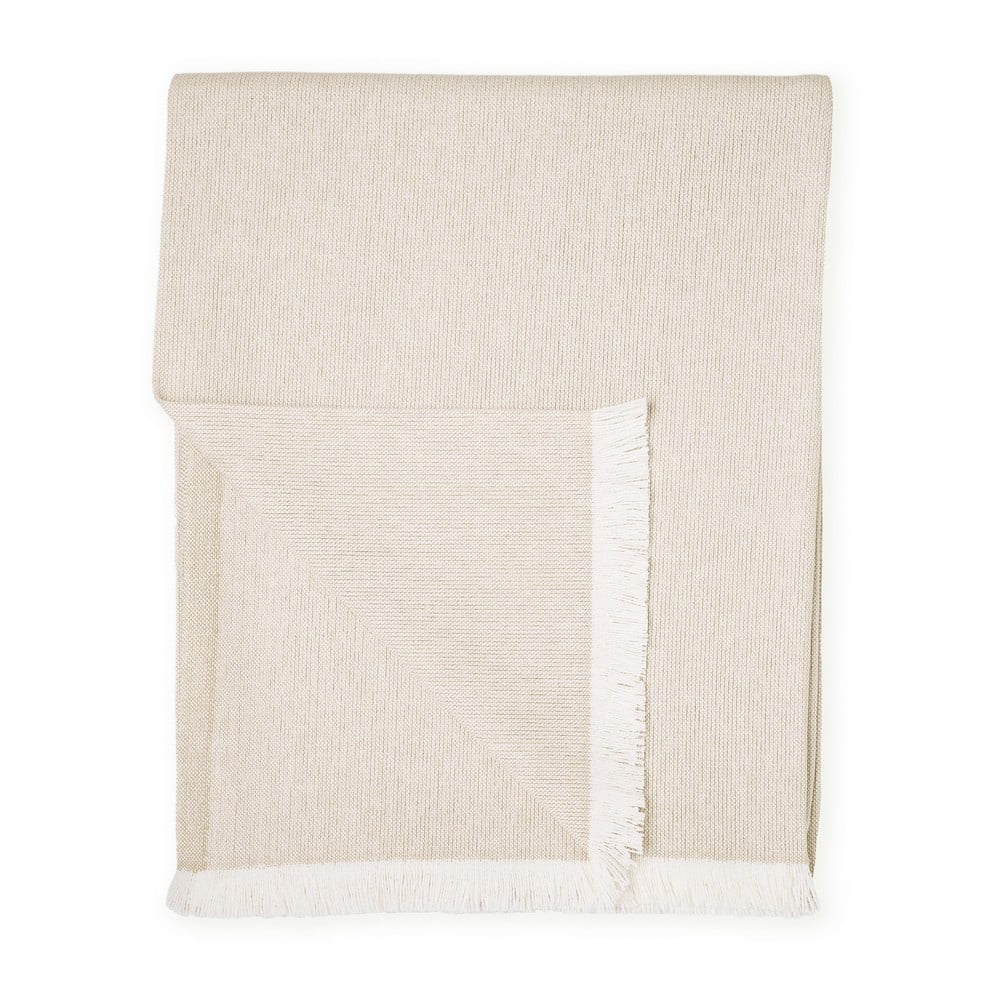 Beżowy pled z domieszką bawełny Euromant Summer Linen, 140x180 cm