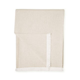 Beżowy pled z domieszką bawełny Euromant Summer Linen, 140x180 cm