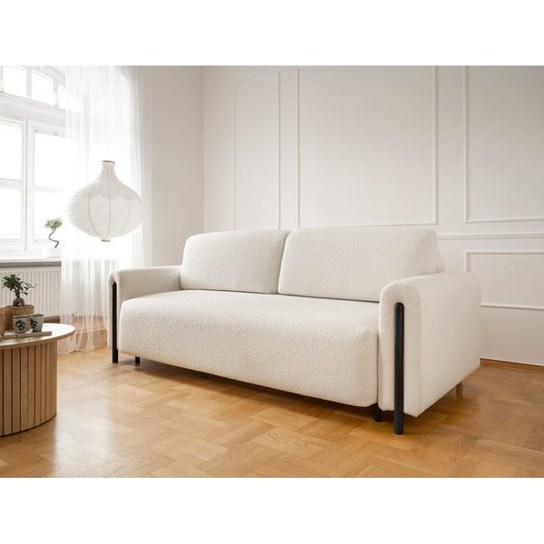 Rozkładana/ze schowkiem sofa z materiału bouclé w kolorze kości słoniowej 244 cm Arcadova – ELTAP-image-3