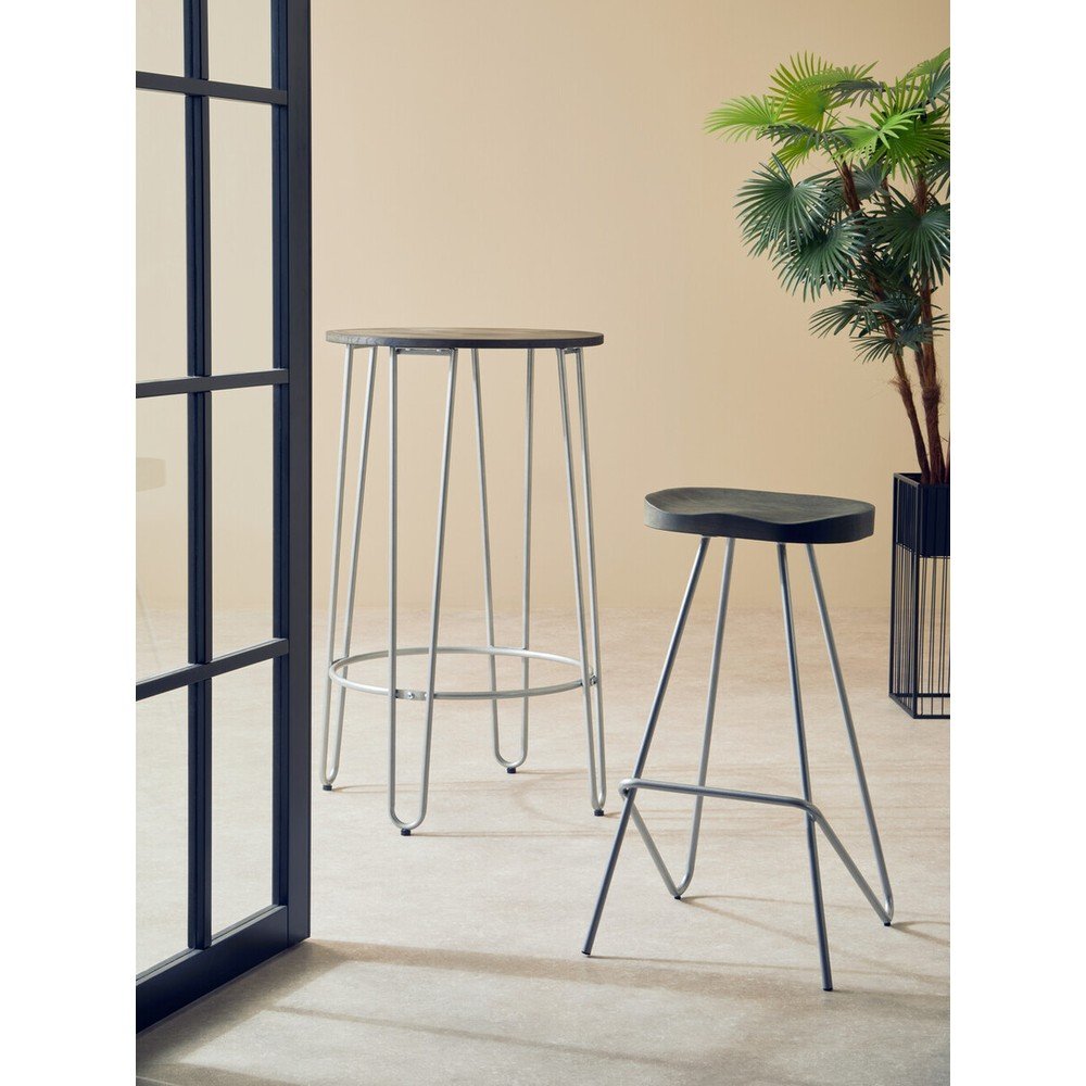 Hoker z litego drewna wiązu w kolorze srebra/w naturalnym kolorze (wysokość siedziska 78 cm) District – Premier Housewares (zdjęcie 10)
