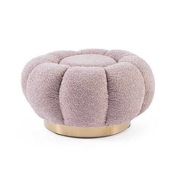 Szaroróżowy podnóżek z materiału bouclé Florel – Bizzotto