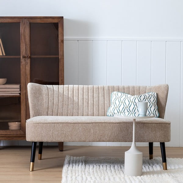 Beżowa sofa  z tkaniny szenilowej 134 cm Glam – Ixia-image-1