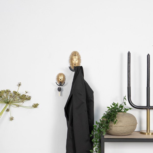 Czarny/w kolorze złota ścienny plastikowy haczyk Tick – Spinder Design-image-1