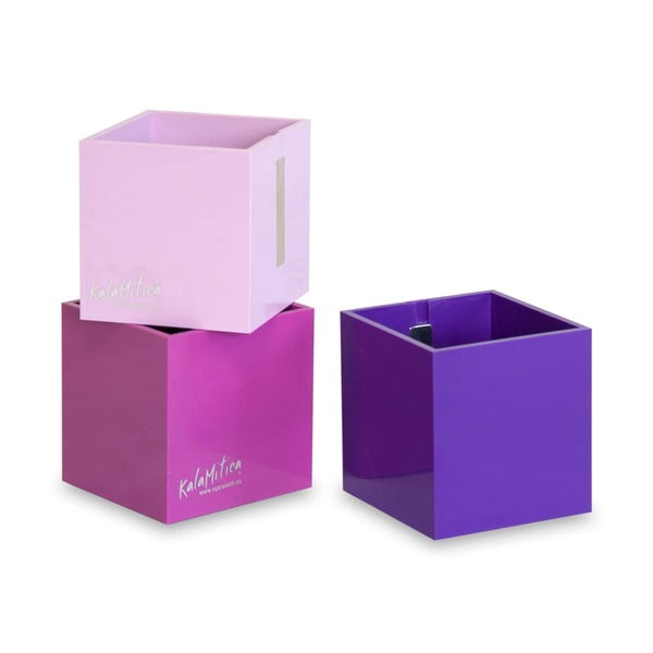 Zestaw 3 magnetycznych doniczek Cube Violet, duży