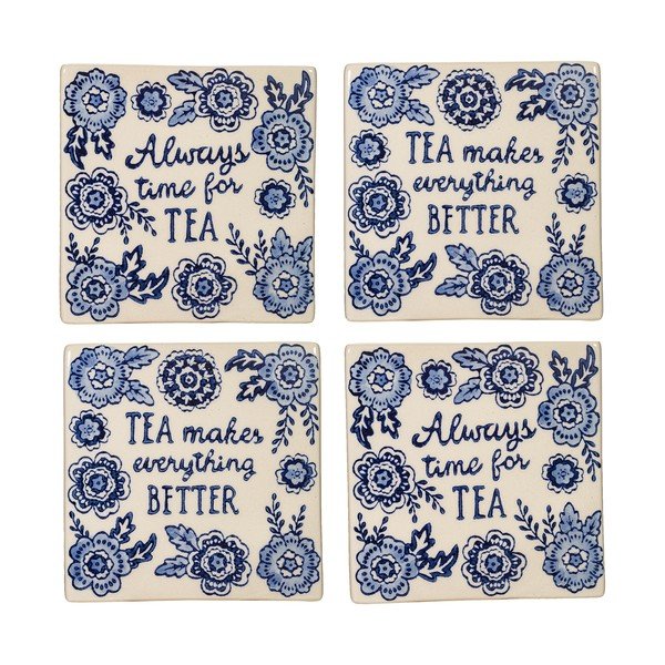 Biało-niebieskie ceramiczne podkładki zestaw 4 szt. Blue Willow – Sass & Belle
