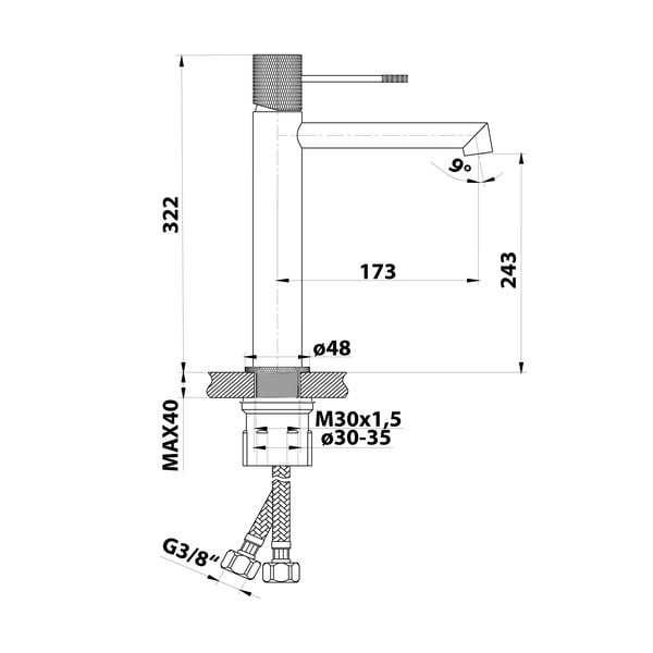 Bateria umywalkowa stojąca w kolorze srebra z połyskiem Solaris – Sapho-image-3
