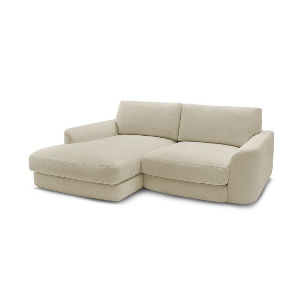 Beżowy narożnik z materiału bouclé (lewostronny/z szezlongiem) Leonore – Bobochic Paris