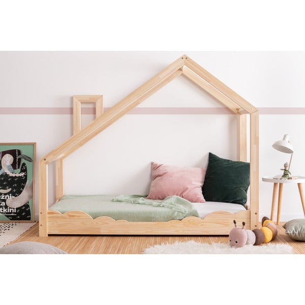 Łóżko w kształcie domku z drewna sosnowego Adeko Luna Drom, 80x150 cm