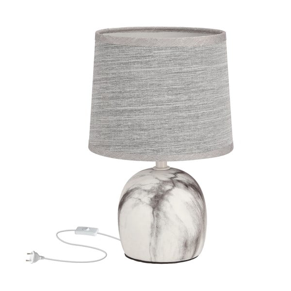 Jasnoszara lampa stołowa z tekstylnym kloszem (wys. 25 cm) Adelina – Candellux Lighting