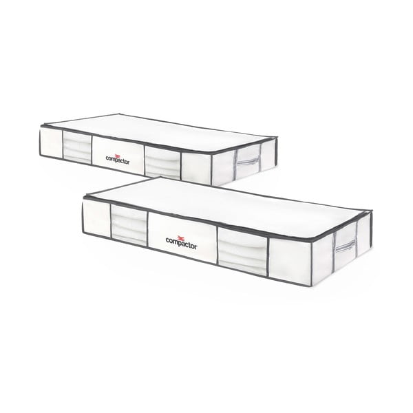 Tekstylno-plastikowe pojemniki próżniowe pod łóżko zestaw 2 szt. 105x45x15,5 cm Life – Compactor-image-1