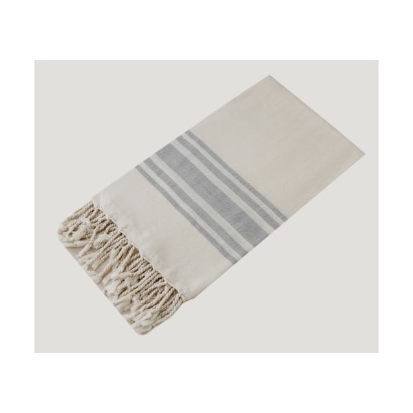 Szaro-biały ręcznik kąpielowy Hammam Bamboo Style, 90x180 cm