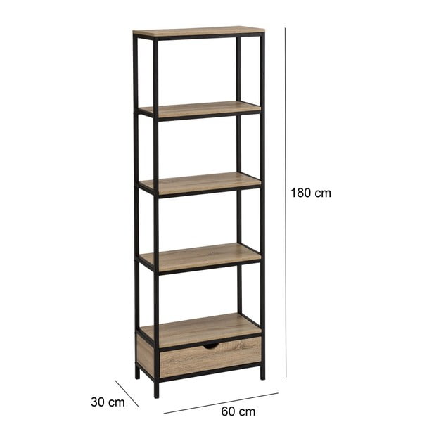 Czarny regał w dekorze dębu 60x180 cm Urban – Casa Selección-image-2