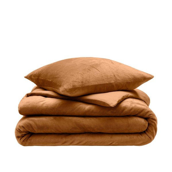 Jasnobrązowa pościel dwuosobowa z mikfroflaneli 3-częściowa 240x220 cm Flanou – douceur d'intérieur