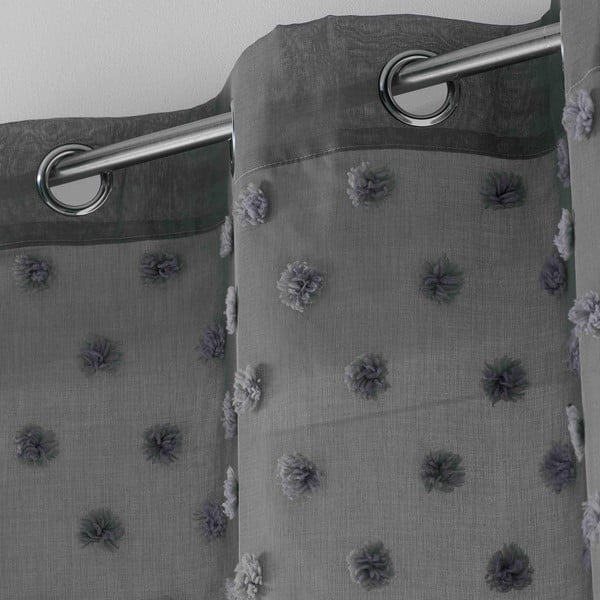 Antracytowa firanka z woalu 140x240 cm Melusine – douceur d'intérieur-image-1