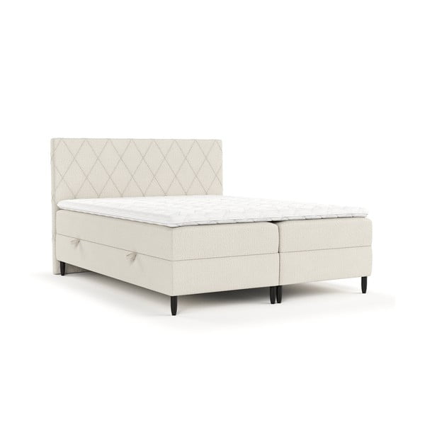 Beżowe łóżko boxspring ze schowkiem 160x200 cm Gwen – Maison de Rêve