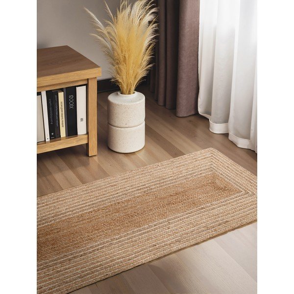 Chodnik z juty dwustronny/tkany ręcznie w naturalnym kolorze/w jasnym naturalnym kolorze 80x300 cm Juno – Hanse Home-image-1