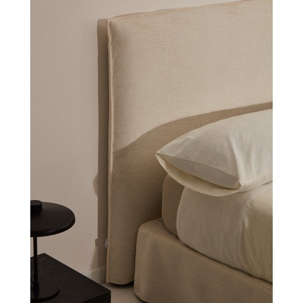 Białe tapicerowane łóżko dwuosobowe 160x200 cm Jaira – Kave Home-image-2