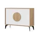 Biała niska komoda w dekorze dębu 110x82 cm Vae – Marckeric