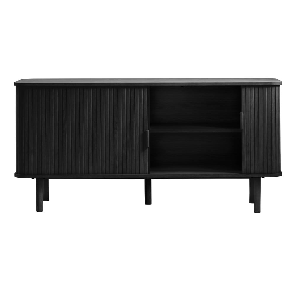 Czarna niska komoda w dekorze dębu z drzwiami przesuwnymi 76x160 cm Cavo – Unique Furniture (zdjęcie 5)