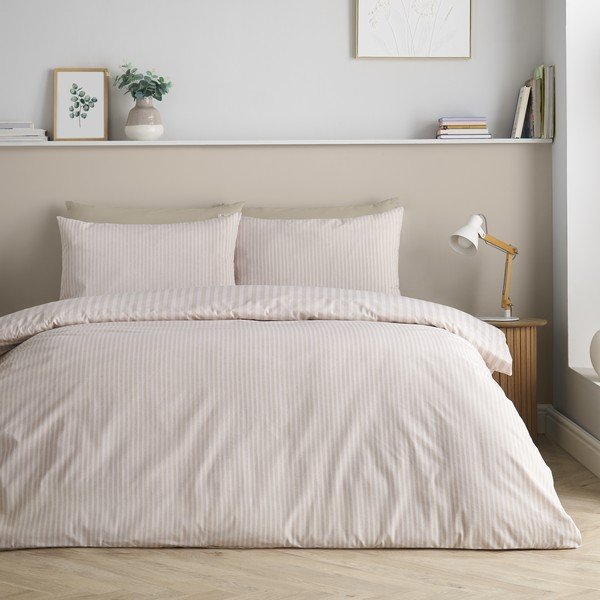 Beżowa pościel jednoosobowa 135x200 cm Epping Textured Stripe – Catherine Lansfield-image-4