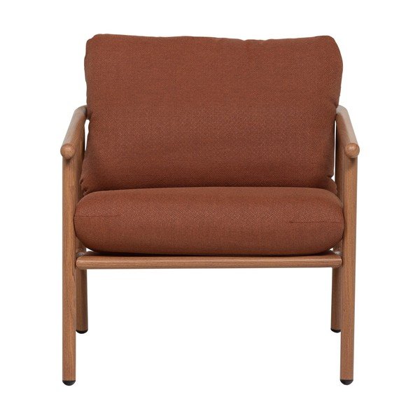 Metalowy/tapicerowany fotel ogrodowy w kolorze terakoty Cavero – WOOOD-image-2