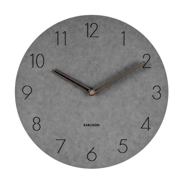 Szary drewniany zegar ścienny Karlsson Dura, ⌀ 29 cm