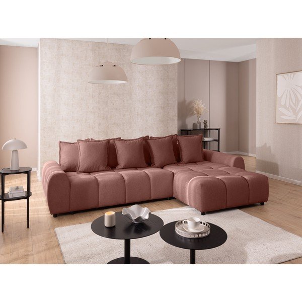 Narożnik (prawostronny/z szezlongiem) w kolorze terakoty Albane  – Ropez-image-1