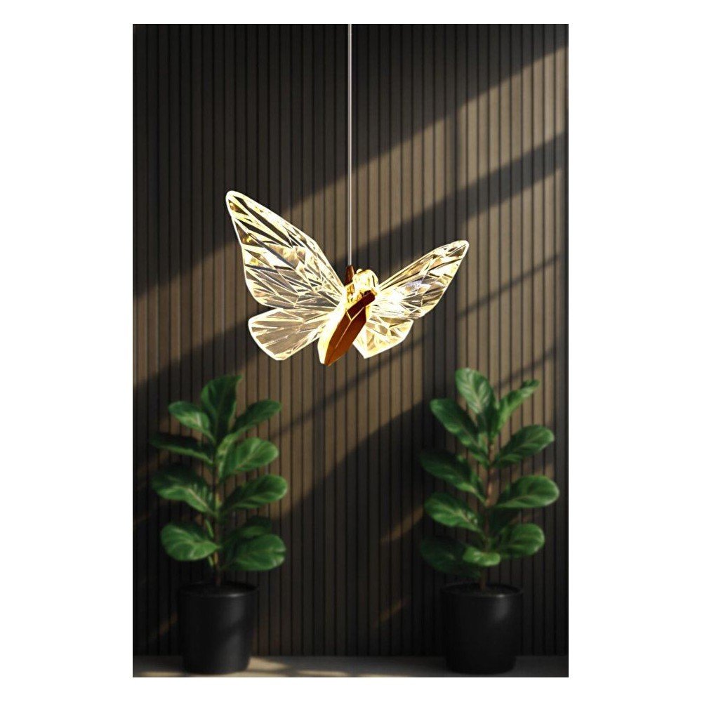 Metalowa lampa wisząca LED w kolorze złota z kloszem ze szkła akrylowego ø 20 cm Myrna – Opviq lights (zdjęcie 3)