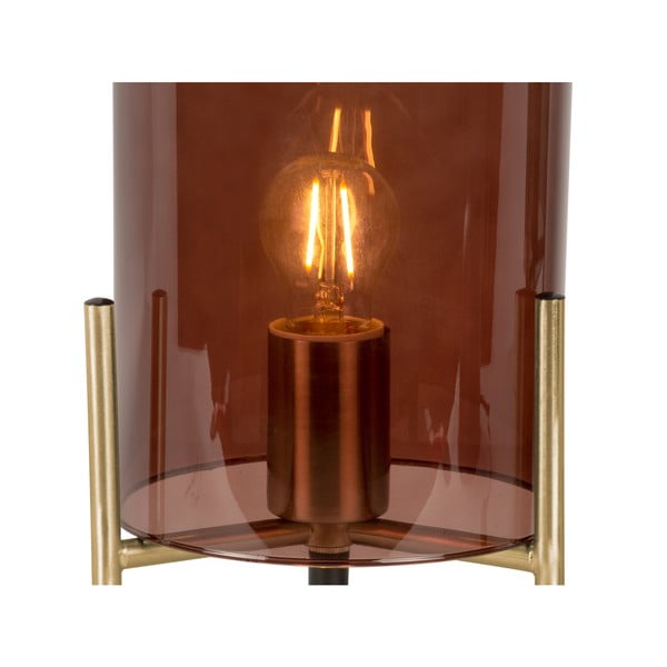 Brązowa szklana lampa stołowa Leitmotiv Bell, wys. 30 cm-image-4