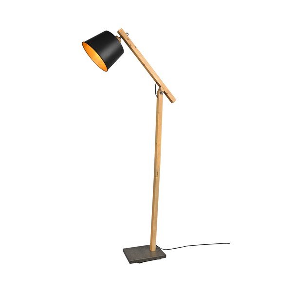 Czarno-naturalna lampa stojąca z metalowym kloszem (wysokość 156 cm) Harris – Trio-image-4
