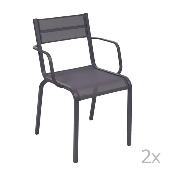 Komplet 2 niebieskofioletowych metalowych krzeseł ogrodowych Fermob Oléron Arms