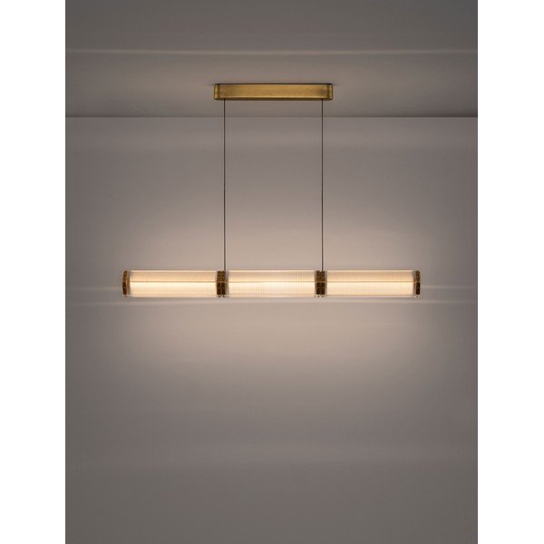 Stalowa lampa wisząca LED ze ściemniaczem w kolorze mosiądzu ze szklanym kloszem Essenzo – Nova Luce-image-3
