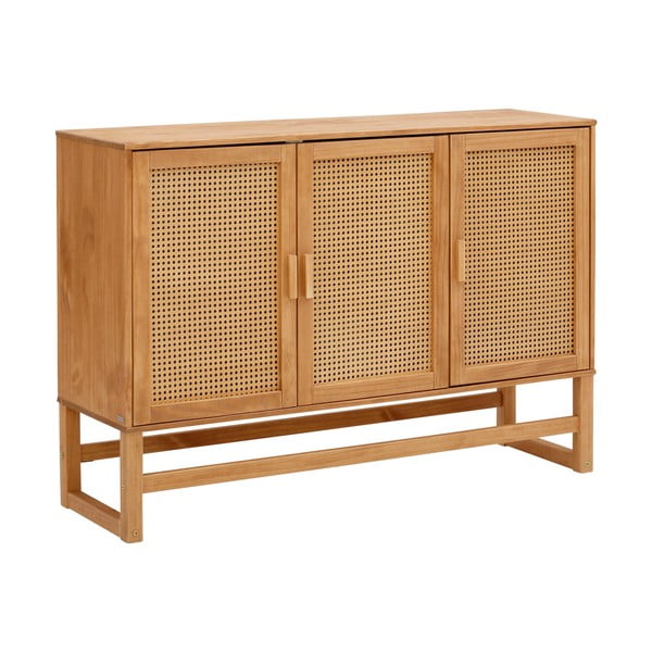 Komoda z drewna sosnowego z rattanowymi drzwiczkami Støraa Jolene, szer. 128 cm-image-1