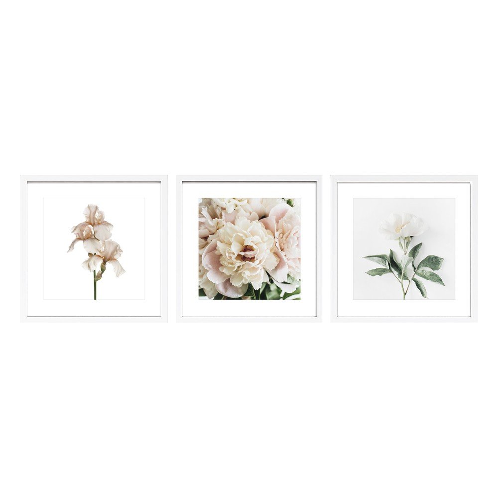 Obrazy zestaw 3 szt. drukowane z ramą w zestawie 30x30 cm Posy – Styler